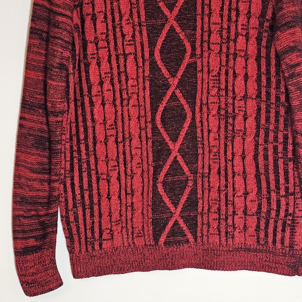 Karen Scott Sweater Womens Medium Red Cable Knit Pullover Crewneck Long Sleeve M - Picture 3 of 12